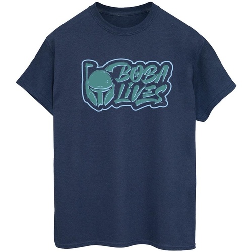 Vêtements Femme T-shirts manches longues Disney The Book Of Boba Fett Lives Chest Bleu