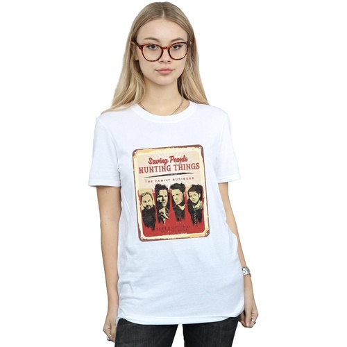 Vêtements Femme T-shirts manches longues Supernatural Family Business Sign Blanc