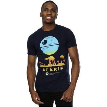 Vêtements Homme T-shirts manches longues Disney Rogue One Scarif Sunset Bleu