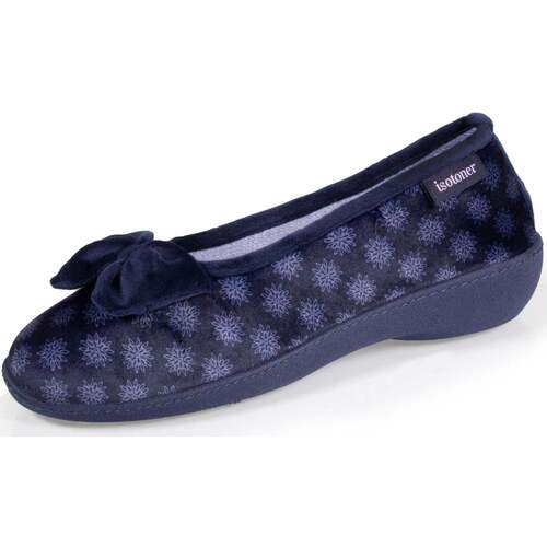 Chaussures Femme Chaussons Isotoner Chaussons Bottillons semelle confortable, talon de 3,8 cm Bleu