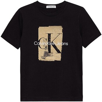 Vêtements Garçon T-shirts manches longues Calvin Klein sportlichen JEANS IB0IB01971 Noir