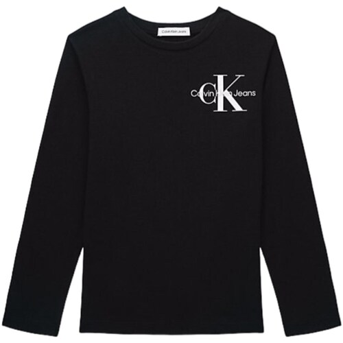 Vêtements Garçon T-shirts manches longues Calvin Klein pour JEANS IB0IB01457 Noir