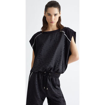 Vêtements Femme Pantoufles / Chaussons Liu Jo T-shirt avec satin jacquard Noir