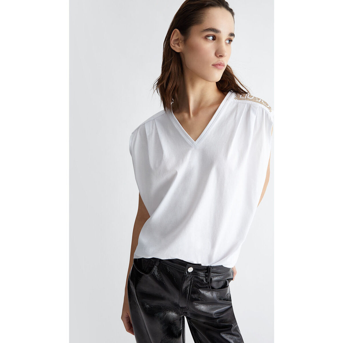 Vêtements Femme T-shirts & Polos Liu Jo T-shirt Ribbon avec strass Blanc