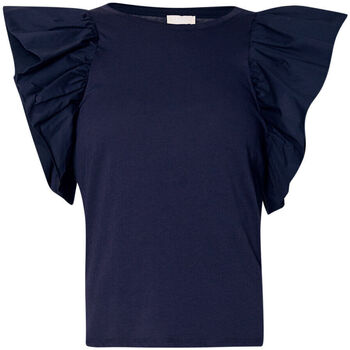 Vêtements Femme Pull Avec Nœud Et Strass Liu Jo T-shirt en jersey et popeline Bleu