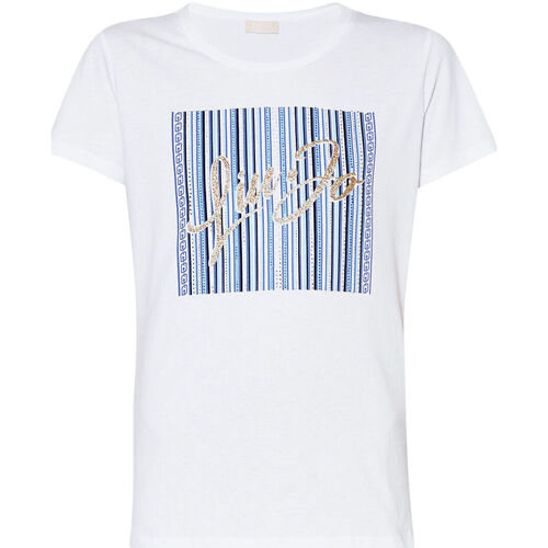 Vêtements Femme T-shirts Lace-up & Polos Liu Jo T-shirt avec imprimé à rayures et logo Multicolore