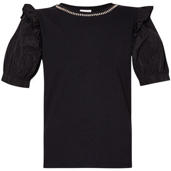 Vêtements Femme Pantoufles / Chaussons Liu Jo T-shirt en jersey et taffetas Noir