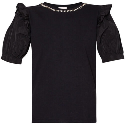 Vêtements Femme Voir toutes les ventes privées Liu Jo T-shirt en jersey et taffetas Noir