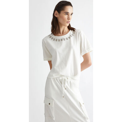 Vêtements Femme T-shirts Lace-up & Polos Liu Jo T-shirt avec logo monogramme Blanc