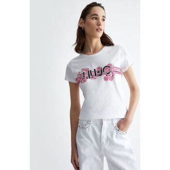 Liu Jo T-shirt avec imprimé floral et strass Rose