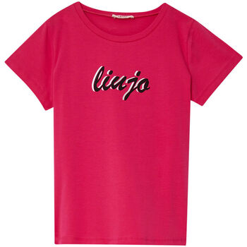 Vêtements Fille Nouveautés de cette semaine Liu Jo T-shirt avec logo et strass Rose