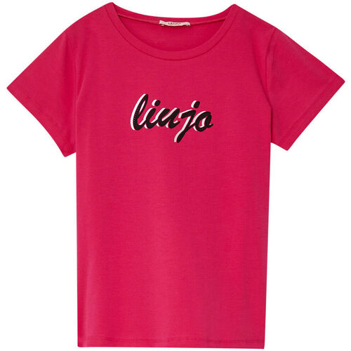 Vêtements Fille Sandales et Nu-pieds Liu Jo T-shirt avec logo et strass Rose