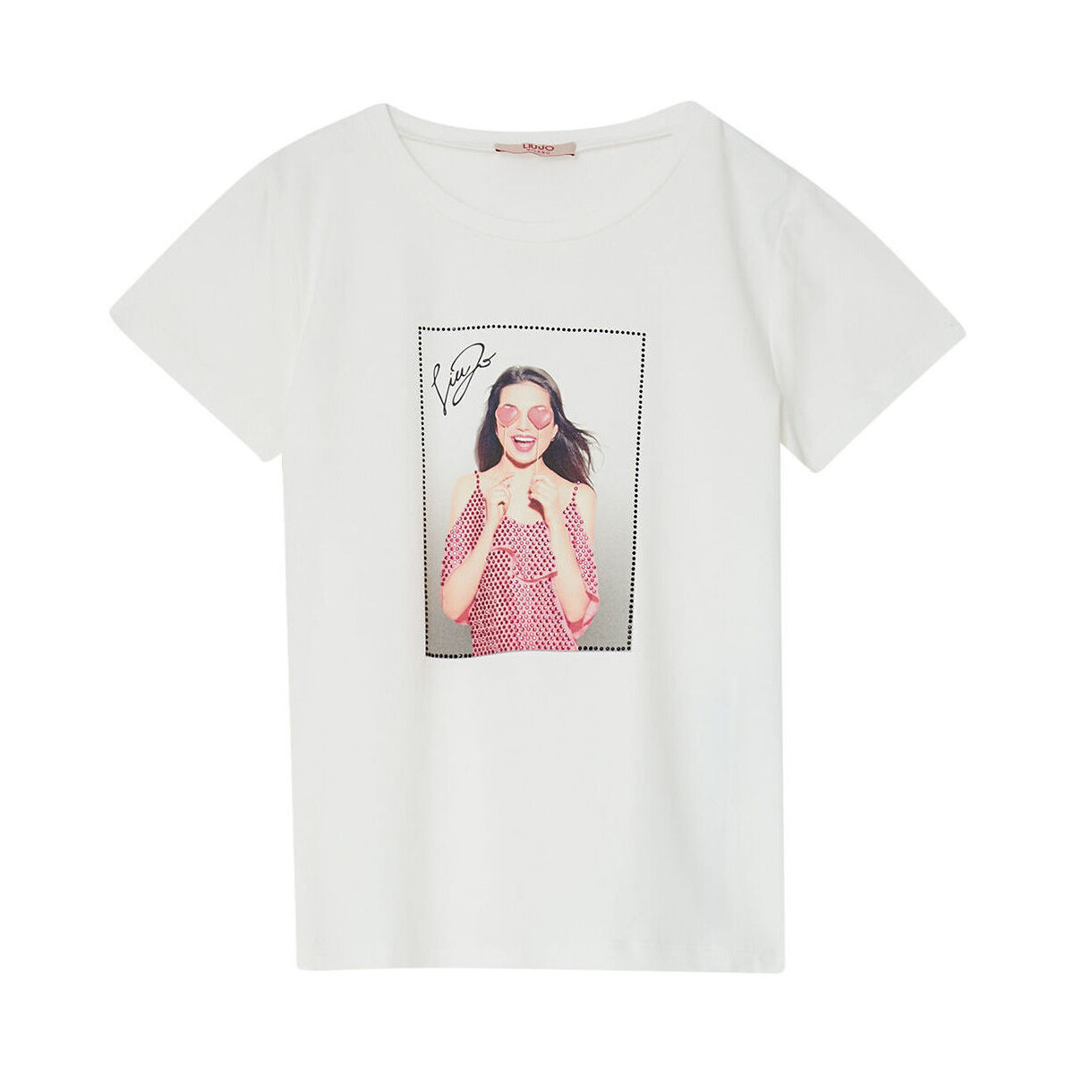 Vêtements Fille T-shirts & Polos Liu Jo T-shirt avec imprimé et strass Blanc
