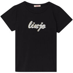 Vêtements Fille La mode responsable Liu Jo T-shirt avec logo et strass Noir