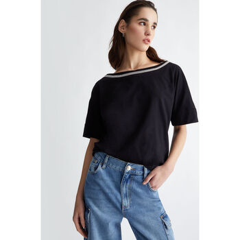 Vêtements Femme Moyen : 3 à 5cm Liu Jo T-shirt avec strass Noir