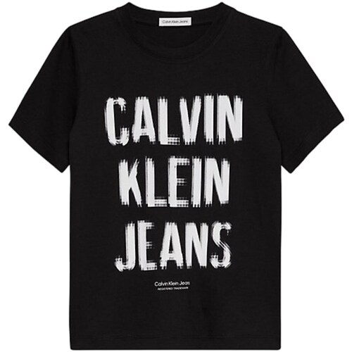 Vêtements Garçon T-shirts manches longues Calvin Klein JEANS cotton IB0IB01974 Noir