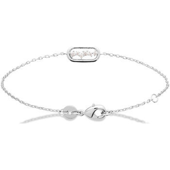 Montres & Bijoux Femme Bracelets Brillaxis Bracelet  argent rhodié motif ovale

avec oxydes Blanc