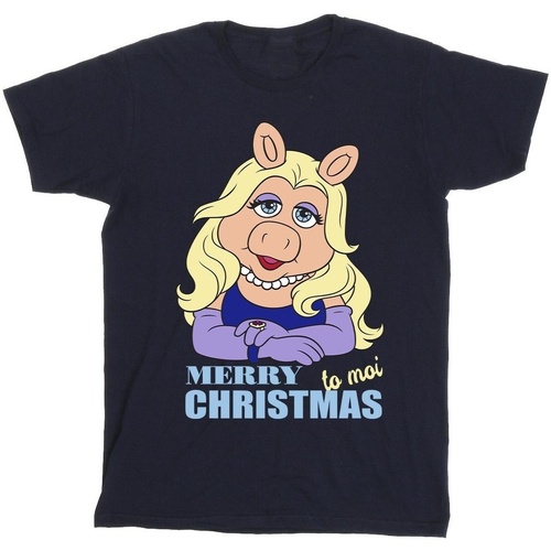 Vêtements Homme T-shirts manches longues Disney Muppets Miss Piggy Queen of Holidays Bleu