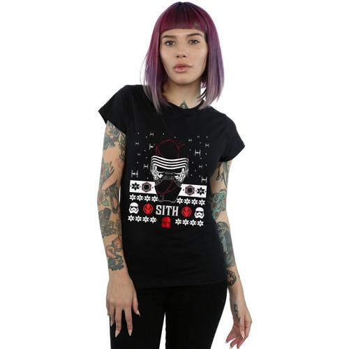Vêtements Femme T-shirts manches longues Disney The Rise Of Skywalker Christmas Sith Noir