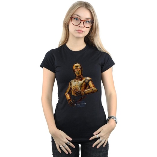 Vêtements Femme T-shirts manches longues Disney The Rise Of Skywalker C-3PO Pose Noir