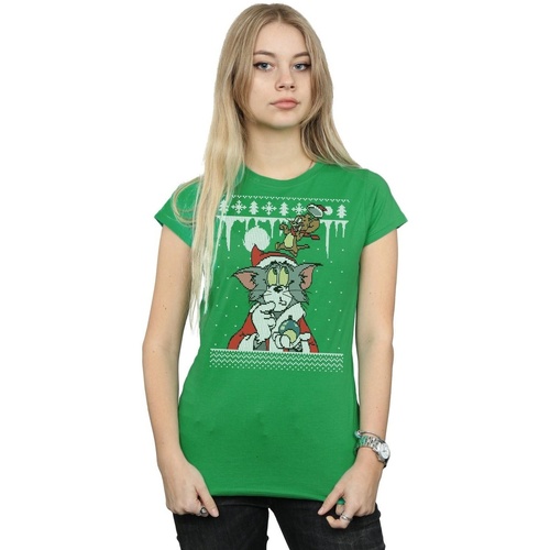 Vêtements Femme T-shirts manches longues Dessins Animés Christmas Fair Isle Vert