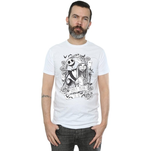 Vêtements Homme T-shirts manches longues Disney Nightmare Before Christmas Simply Meant To Be Blanc