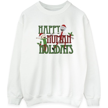 Rick And Morty Happy Human Holidays Blanc
