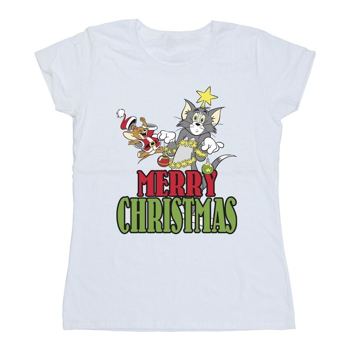 Vêtements Femme T-shirts manches longues Dessins Animés Merry Christmas Baubles Blanc