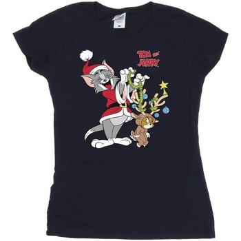 Vêtements Femme T-shirts manches longues Tom & Jerry Christmas Reindeer Bleu