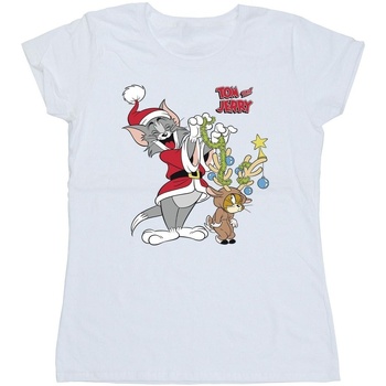 Vêtements Femme T-shirts manches longues Tom & Jerry Christmas Reindeer Blanc