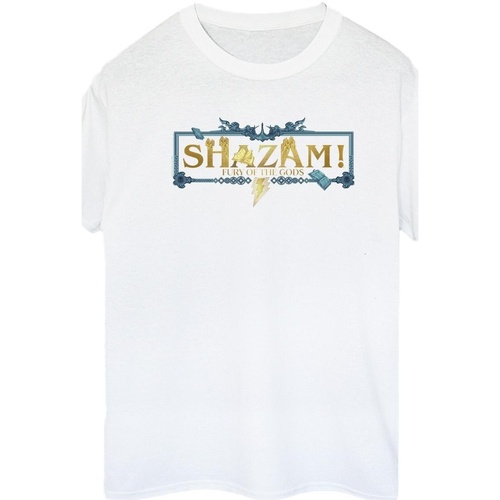 Vêtements Femme T-shirts manches longues Dc Comics Shazam Fury Of The Gods Golden Logo Blanc