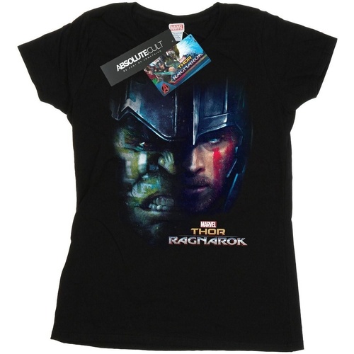 Vêtements Femme T-shirts manches longues Marvel Thor Ragnarok Hulk Split Face Noir