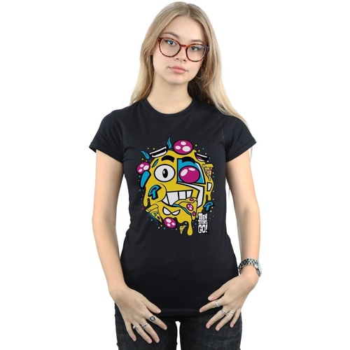 Vêtements Femme T-shirts manches longues Dc Comics Teen Titans Go Pizza Face Noir