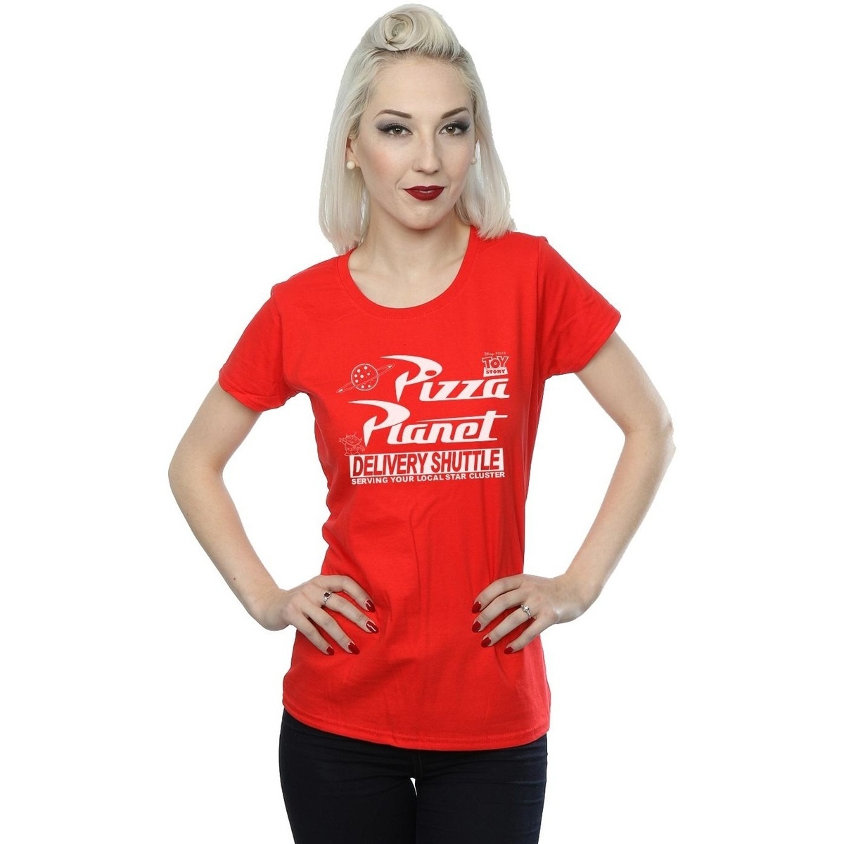 Vêtements Femme T-shirts manches longues Disney Toy Story Pizza Planet Logo Rouge
