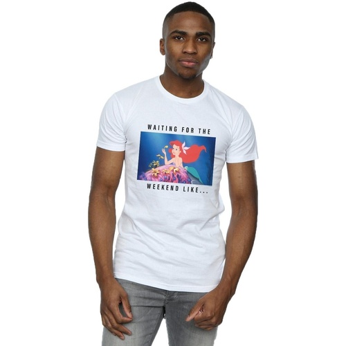 Vêtements Homme T-shirts manches longues Disney Ariel Waiting For The Weekend Blanc