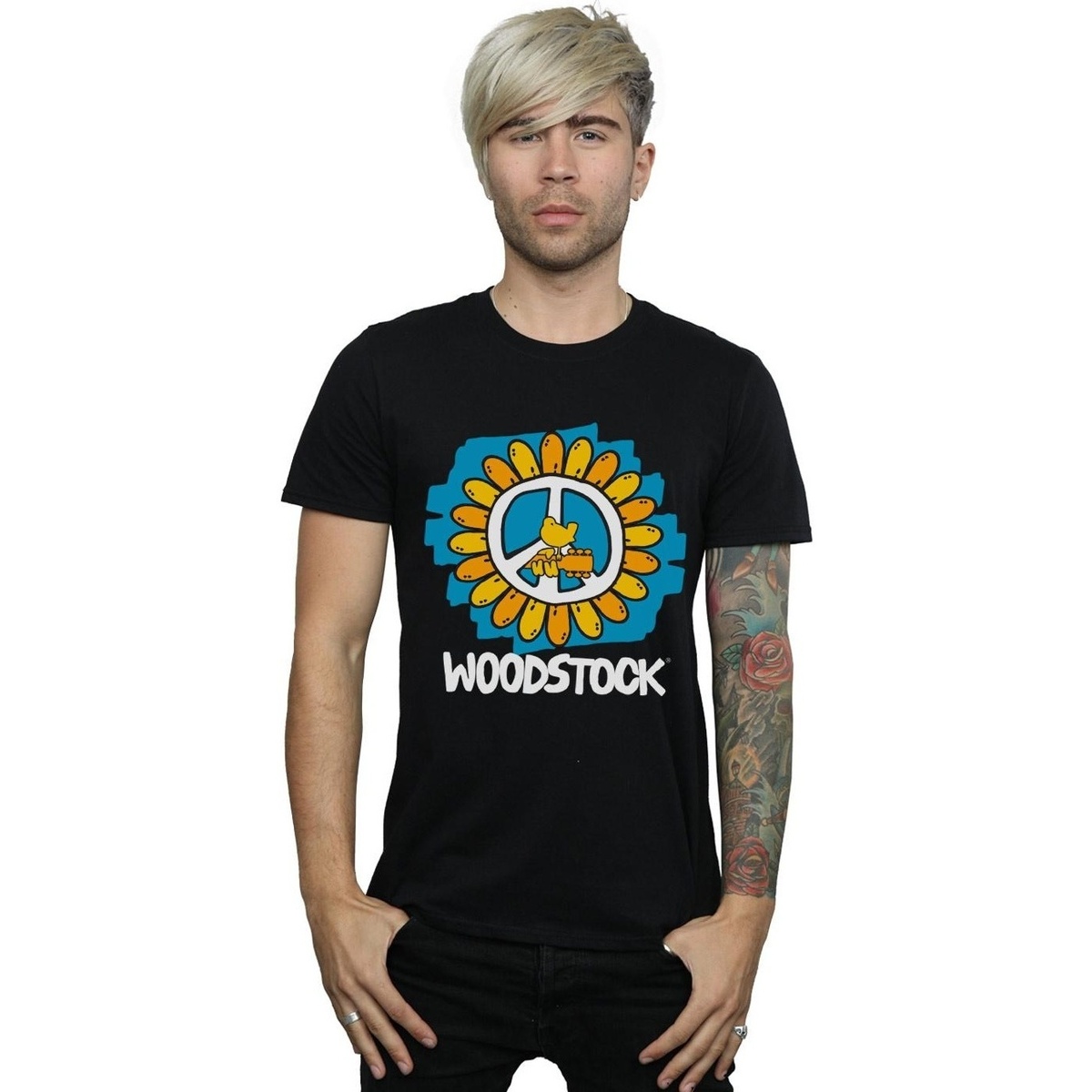 Vêtements Homme T-shirts manches longues Woodstock Flower Peace Noir