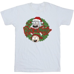 Vêtements Homme T-shirts manches longues Rick And Morty Christmas Wreath Blanc
