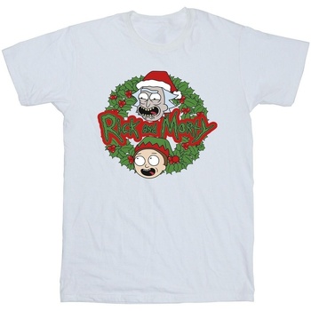 Vêtements Strada T-shirts manches longues Rick And Morty Christmas Wreath Blanc