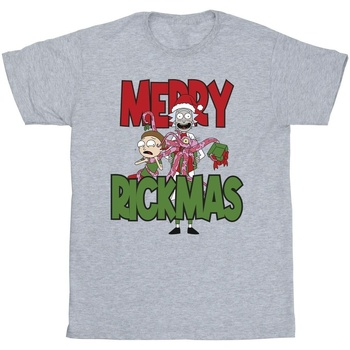 Vêtements Strada T-shirts manches longues Rick And Morty Merry Rickmas Gris