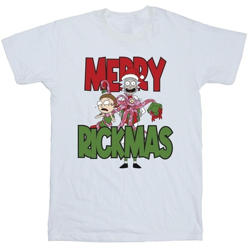 Vêtements Homme T-shirts manches longues Rick And Morty Merry Rickmas Blanc