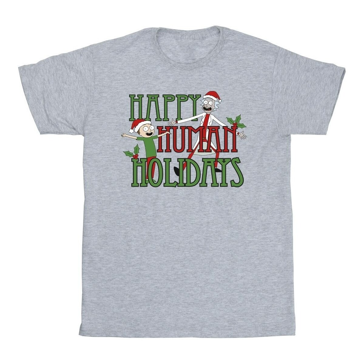 Vêtements Homme T-shirts manches longues Rick And Morty Happy Human Holidays Gris