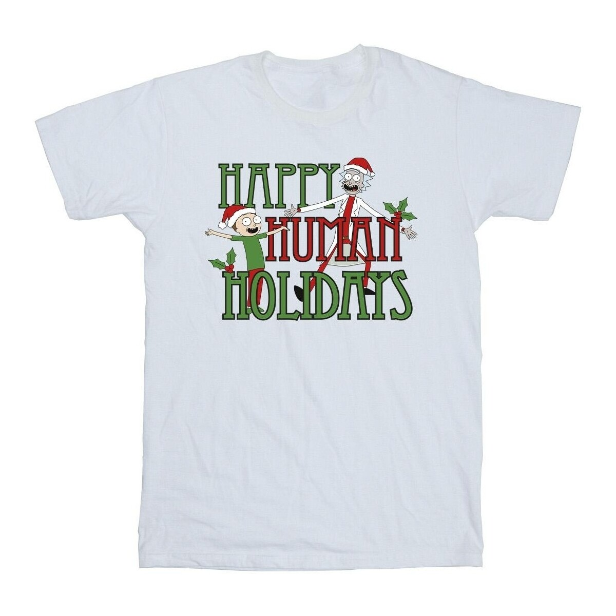 Vêtements Homme T-shirts manches longues Rick And Morty Happy Human Holidays Blanc