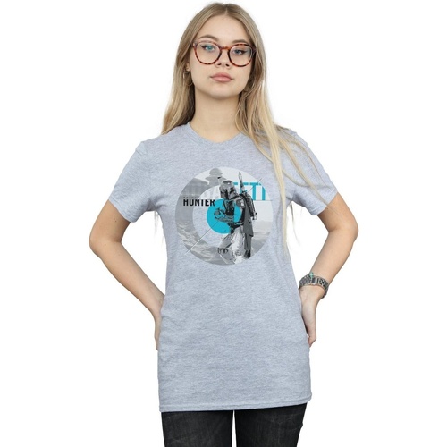 Vêtements Femme T-shirts manches longues Disney Boba Fett Bounty Hunter Circle Gris