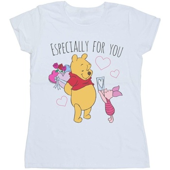 Vêtements Femme T-shirts manches longues Disney Winnie The Pooh Piglet Valentines Gift Blanc