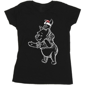 Vêtements Femme T-shirts manches longues Disney Winnie The Pooh Piglet Christmas Noir