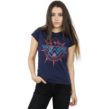 Vêtements Femme T-shirts manches longues Dc Comics Wonder Woman Warrior Shield Bleu