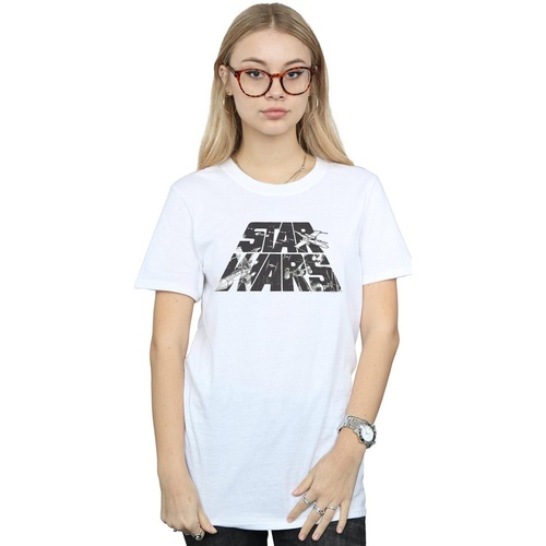 Vêtements Femme T-shirts manches longues Disney Logo Space Sketch Blanc