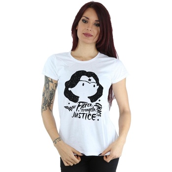 Vêtements Femme T-shirts manches longues Dc Comics Wonder Woman Fierce Sketch Blanc