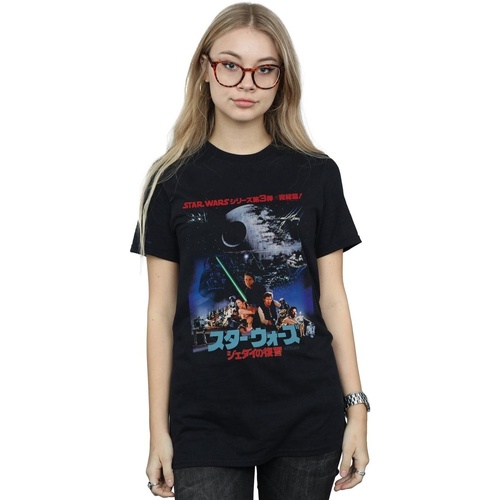 Vêtements Femme T-shirts manches longues Disney Katakana Return Of The Jedi Poster Noir