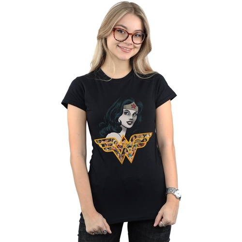 Vêtements Femme T-shirts manches longues Dc Comics Wonder Woman Retro Collage Noir